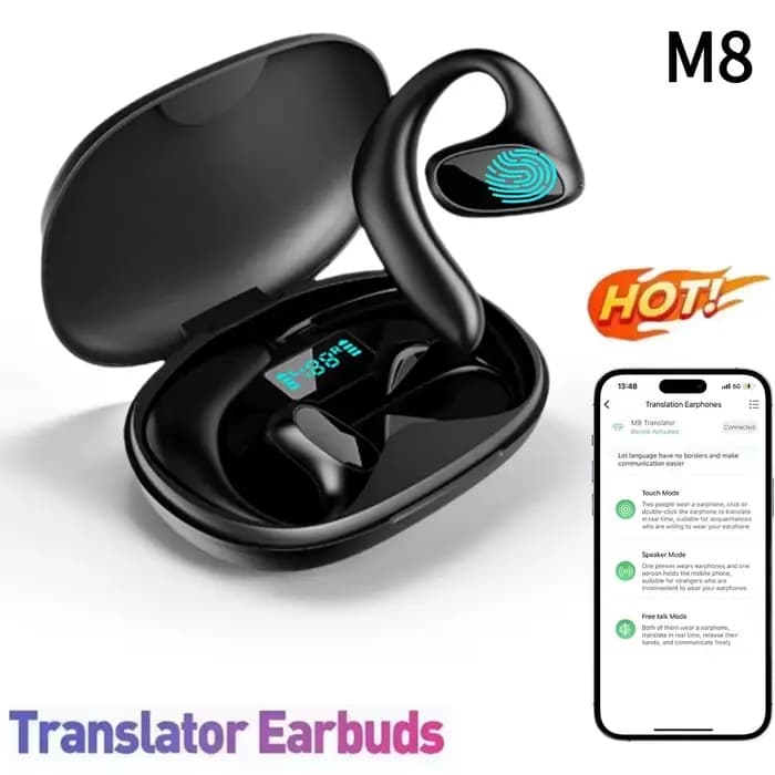 Écouteurs Traducteurs Bluetooth M8, Casque Bluetooth qui prend en charge la traduction en 144 langues, Traduction en ligne