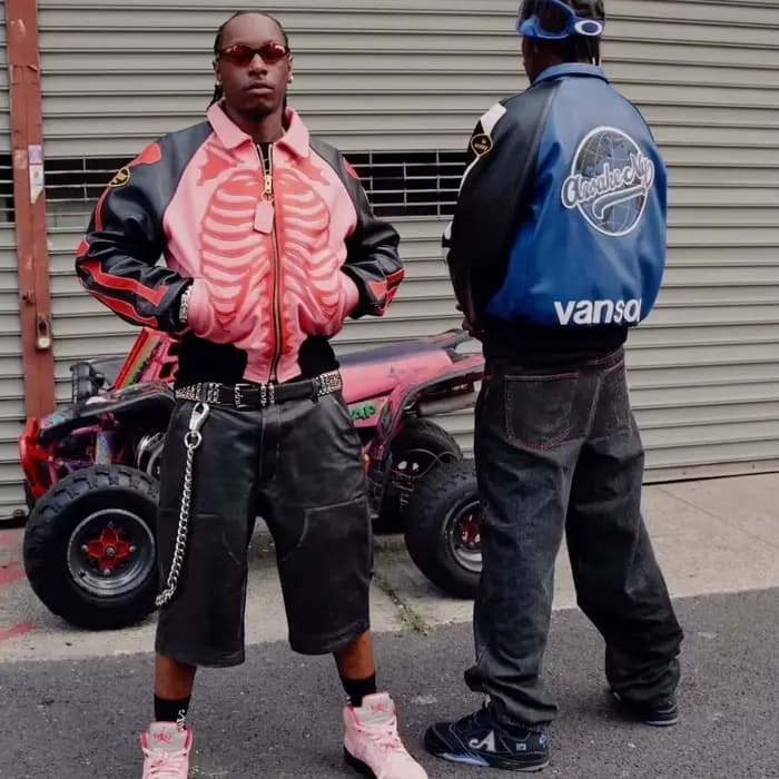 Veste de moto en cuir rétro américain