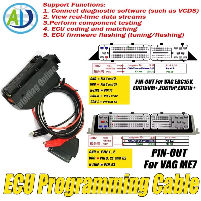 Câble de programmation ECU pour Bosch ME7 EDC15 EDC15P EDC15V EDC15VM + moteur pour VW/Audi/Skoda