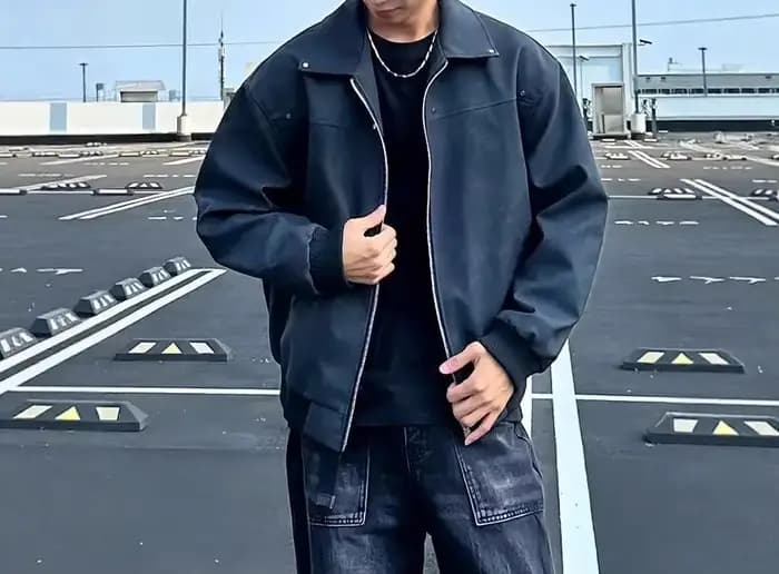 Blouson rétro américain à rivets pour homme