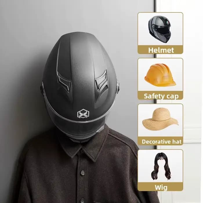 Support mural pour casque en bois et acier au carbone