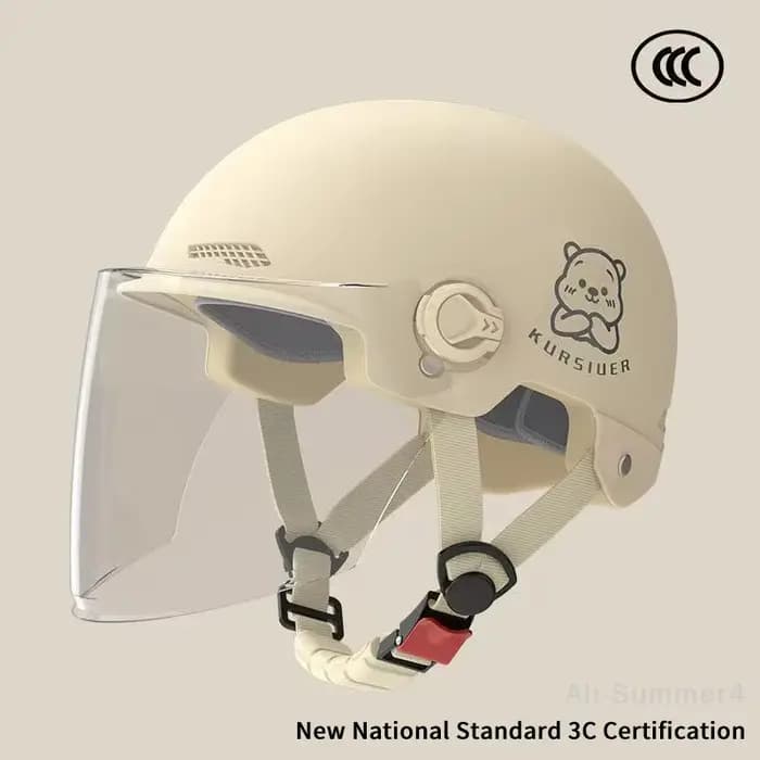 1 pièce certifié 3C hommes et femmes adultes dessin animé vélo électrique moto demi-casque avec lunettes casque de