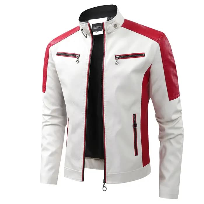 Veste en cuir Patchwork pour Moto
