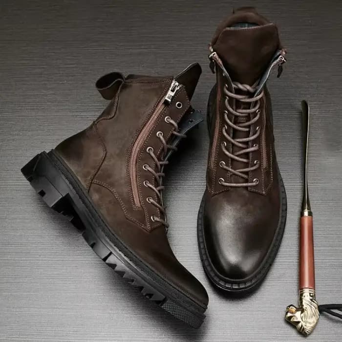 Bottes de moto rétro en cuir