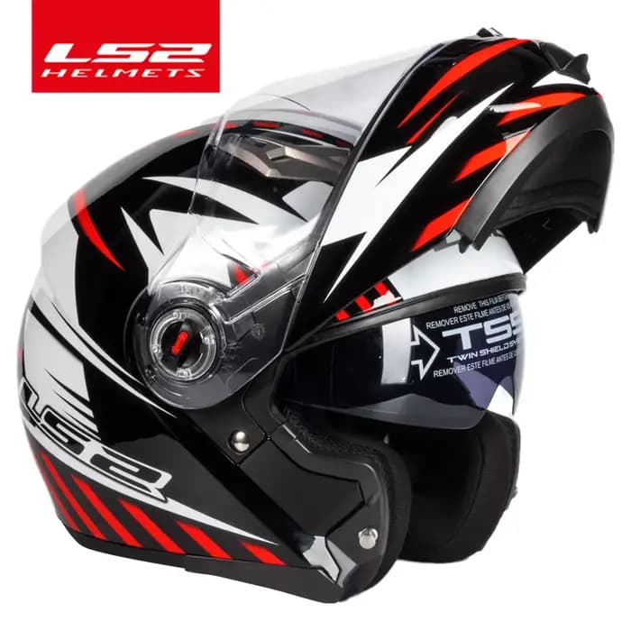Casque de moto rabattable d'origine LS2 FF370 double bouclier avec lentille solaire LS2 visière
