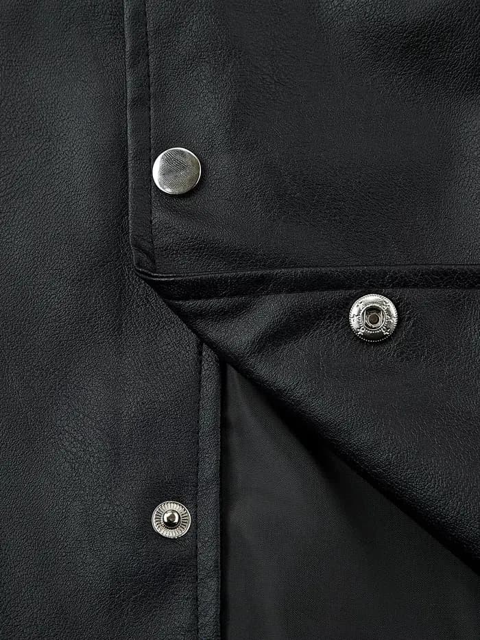 Gilet de moto vintage pour hommes – Mélange PU et polyester