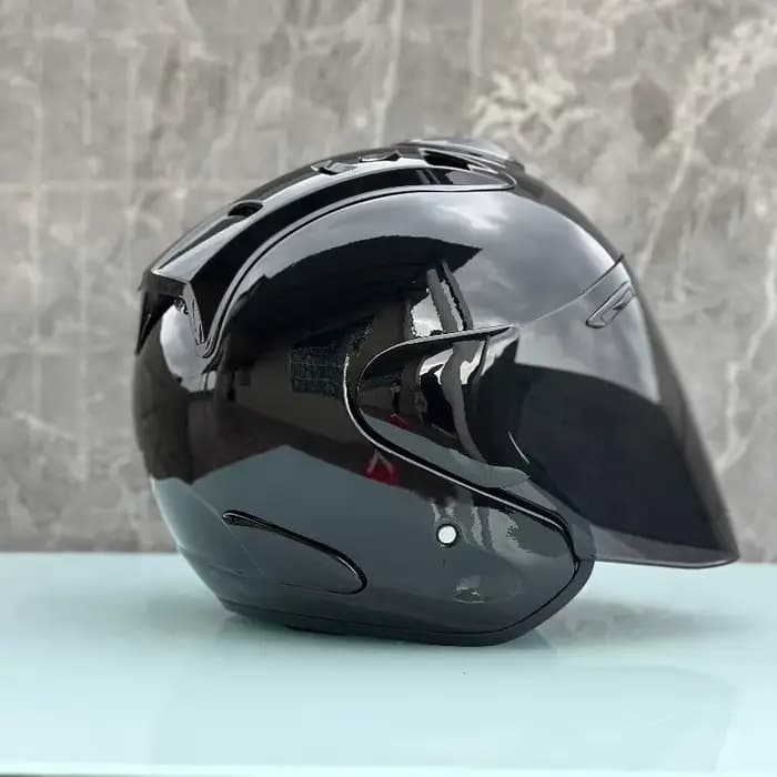 3/4 casque ouvert Ram5 noir brillant