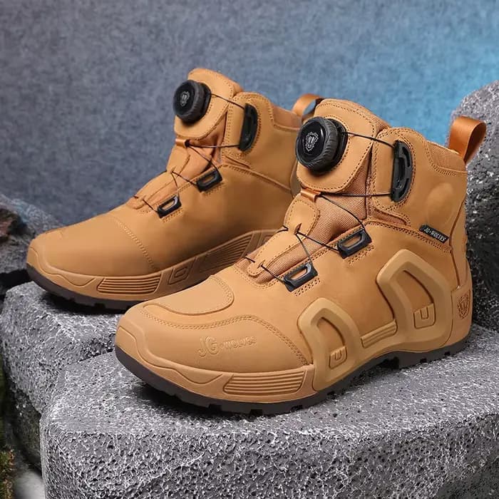 Bottes de Moto imperméables en cuir de vache pour hommes
