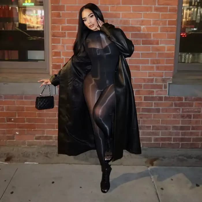 Combinaison extensible et brillante pour femmes, Sexy, qualité, bas, body transparent, manches longues, charmant, costume une pièce, vêtements de boîte de nuit