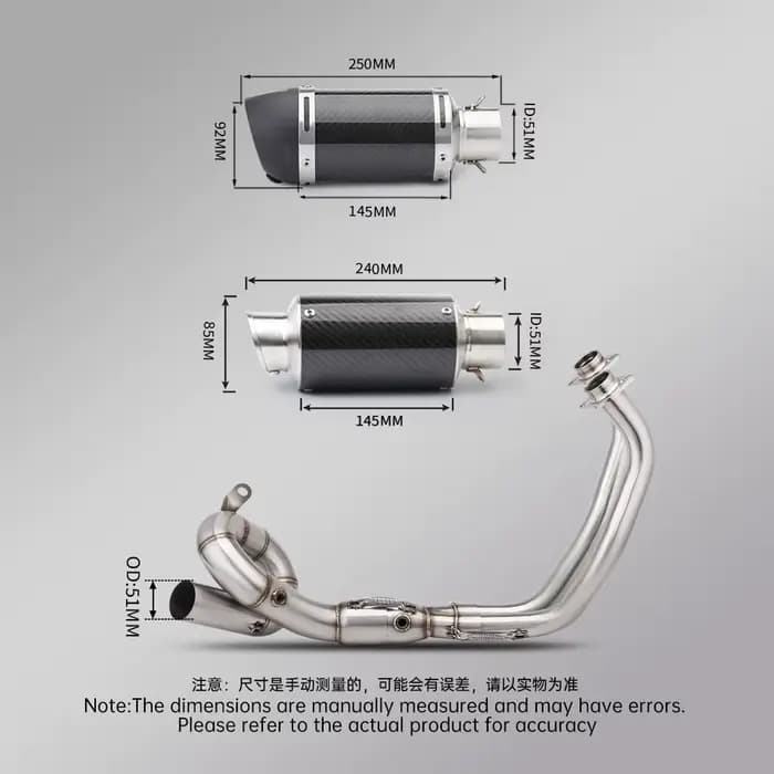 Système complet d'échappement de moto MT07