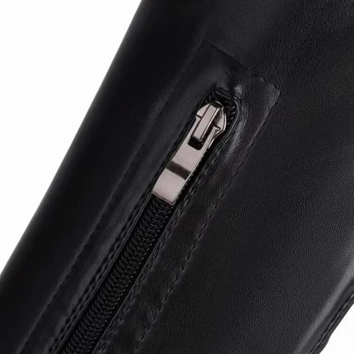 Bottes de moto en cuir noir élastique