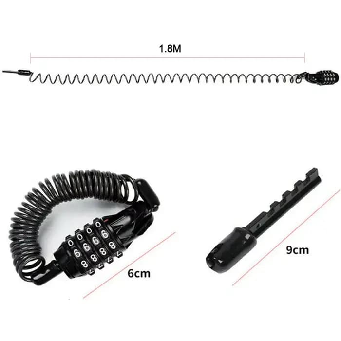Serrure de casque de moto avec câble en fil d'acier
