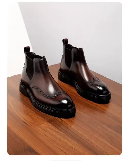 Botte haute pour hommes avec cuir gaufré