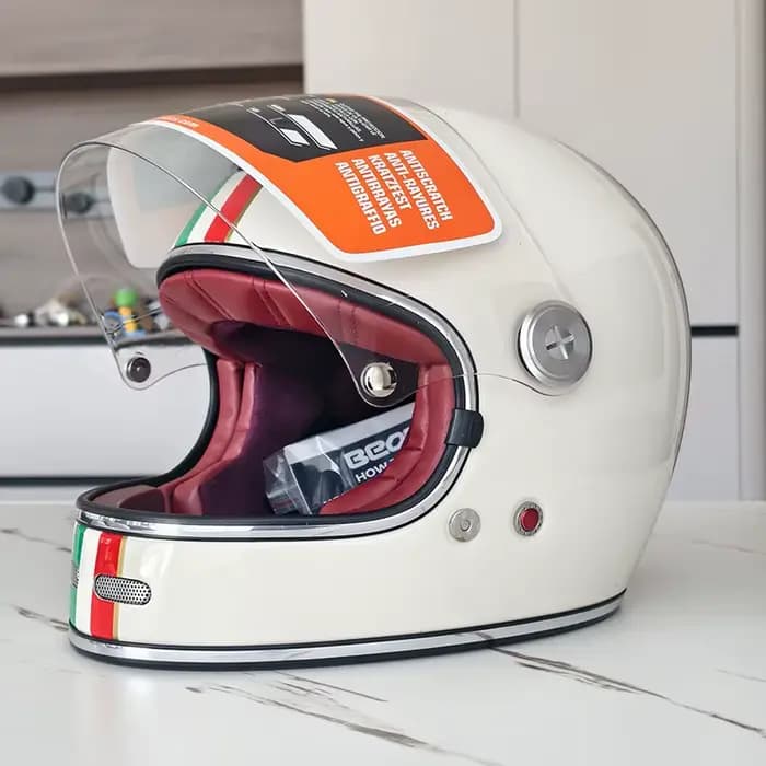 Casque de Moto Rétro Bouvriers en Fibre de Verre