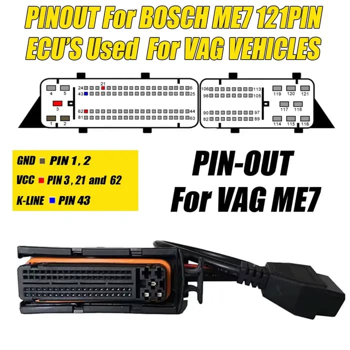 Câble de programmation ECU pour Bosch ME7 EDC15 EDC15P EDC15V EDC15VM + moteur pour VW/Audi/Skoda