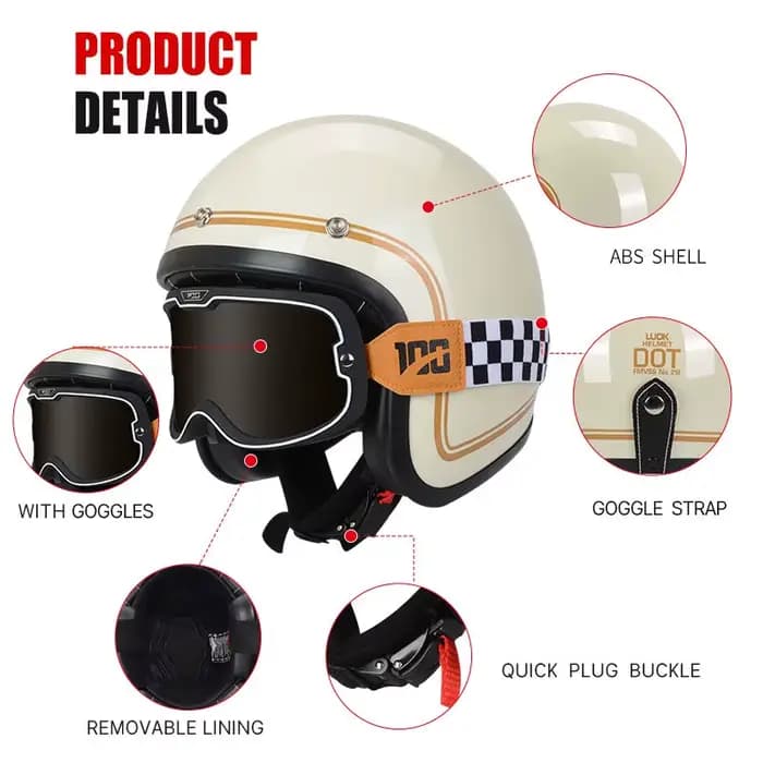 Casque de moto à visage ouvert pour homme