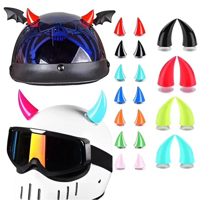 2PCS Décoration de casque de moto mignonne en caoutchouc en forme de corne