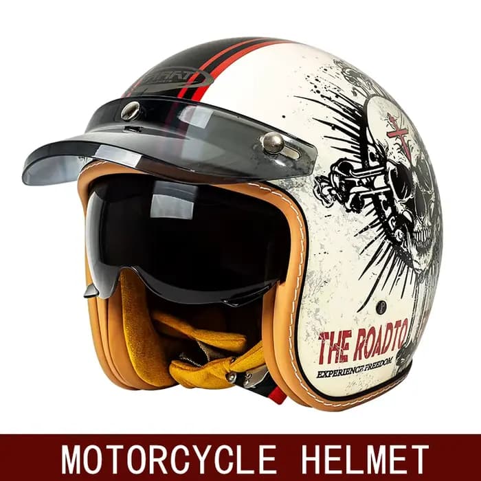 Nouveau demi-casque rétro casque de moto hiver trois-quarts hommes croisière américain