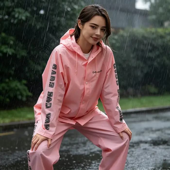 Combinaison de pluie imperméable en deux pièces pliable