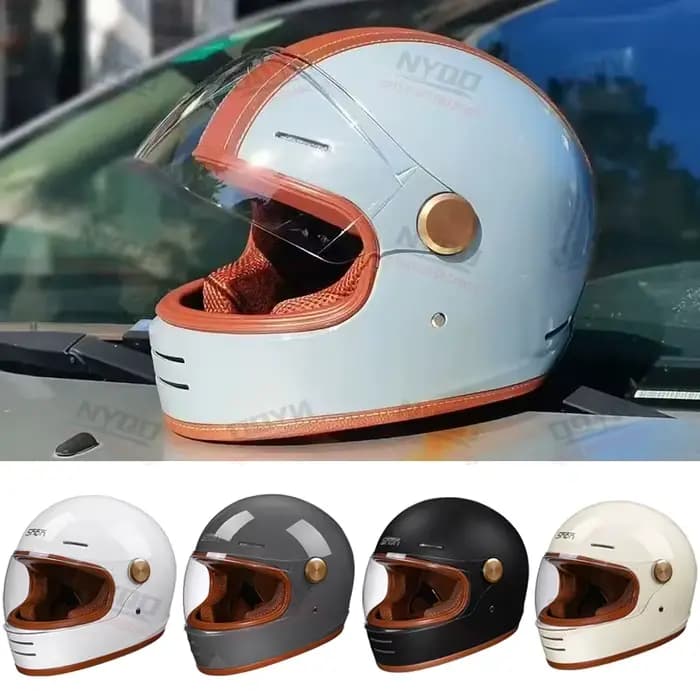 Casque de moto intégral rétro