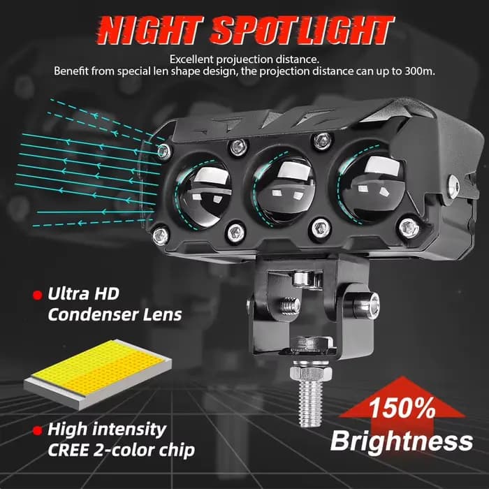 Phare LED auxiliaire pour motos 12V