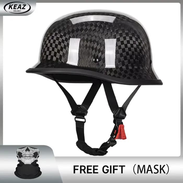 Casque de moto de style allemand rétro noir mat 12K