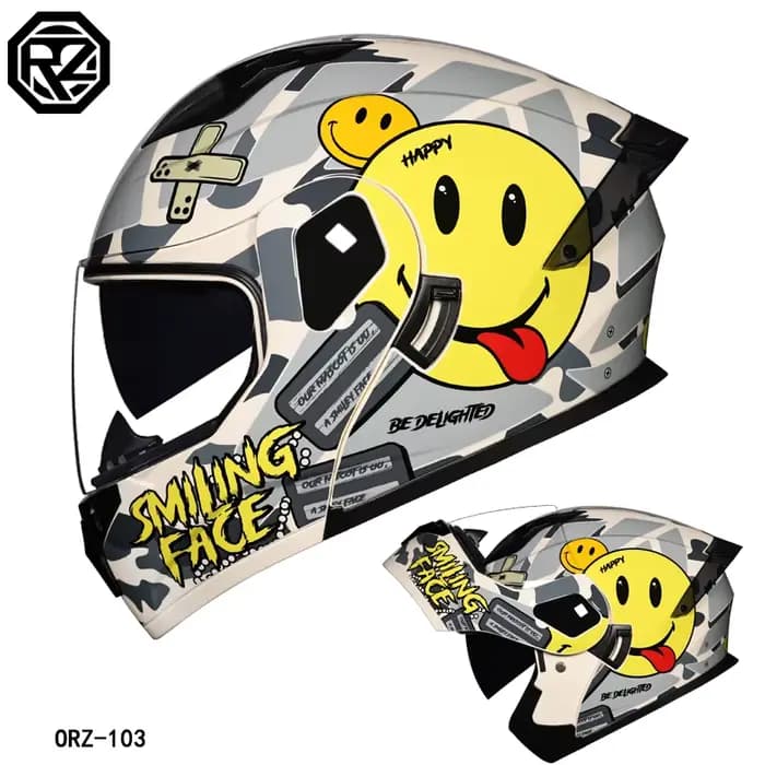 103-Casque de moto avec visage exposé