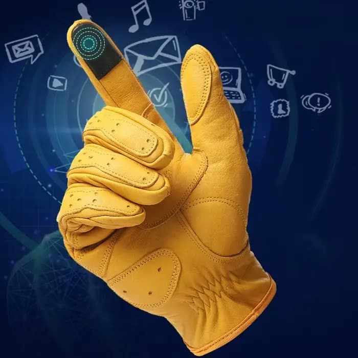 Gants de moto rétro en cuir respirant