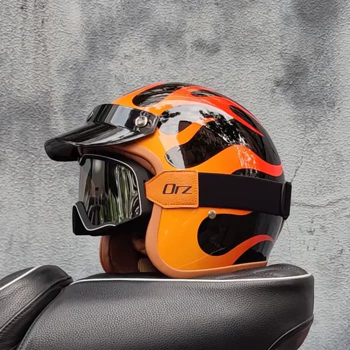 ORZ rétro demi ouvert casque de moto