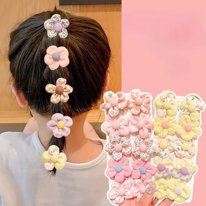 10 pièces/ensemble bébé fille mignon fleur bandes de cheveux enfants élastique pour queue de cheval enfants doux chouchous élastique en caoutchouc filles cheveux accessoires