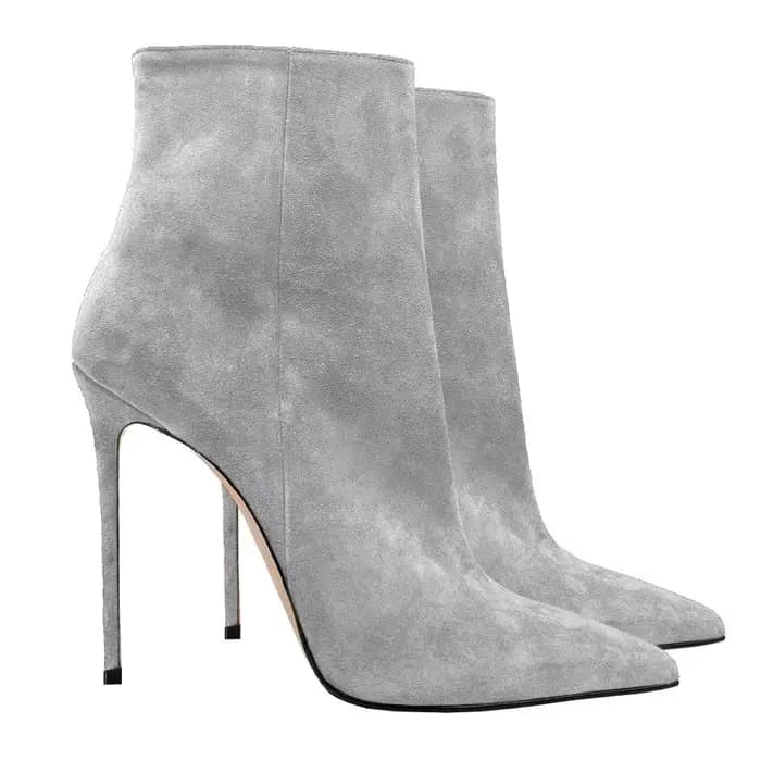 Bottes à talons aiguilles en daim pour femmes, chaussures Sexy à bout pointu, mi-mollet, chaussures de mariage, fermeture éclair latérale, chaussures à talons hauts, grande taille 35-45