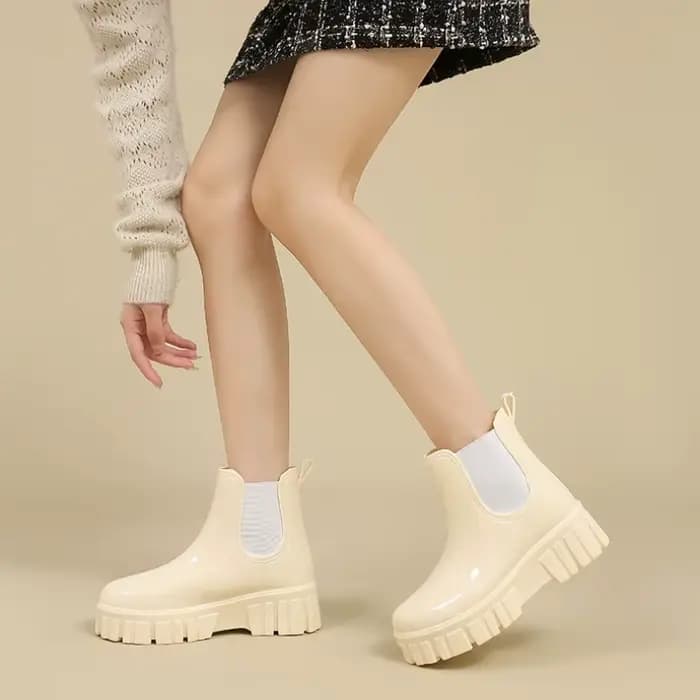 Bottes de pluie à plateforme pour femmes, bottes en caoutchouc imperméables, chaussures de pluie non ald, pêche, chaussures d'eau Wrough, Galoches de jardin