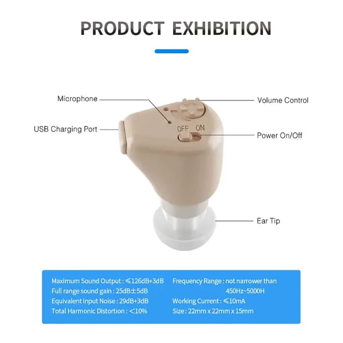 Mini amplificateur de son intra-auriculaire Rechargeable, casque sans fil, dispositif d'aide auditive avec batterie, outil de combiné pour sourds