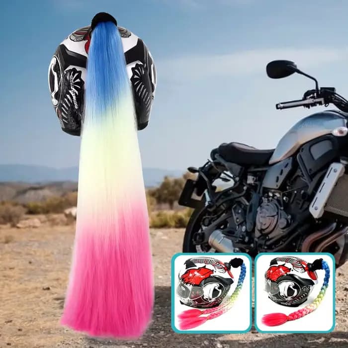 Grande tresse détachable à ventouse pour décoration de casque de moto