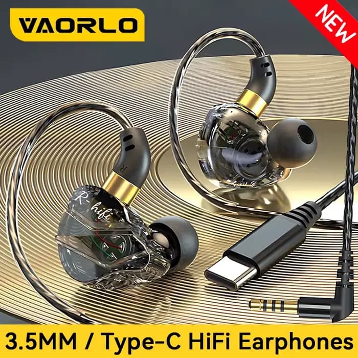Écouteurs filaires hi-fi 3.5MM AUX/Type C Jack 9D Surround avec micro intra-auriculaires casques de musique transparents pour Samsung Android pour iPhone