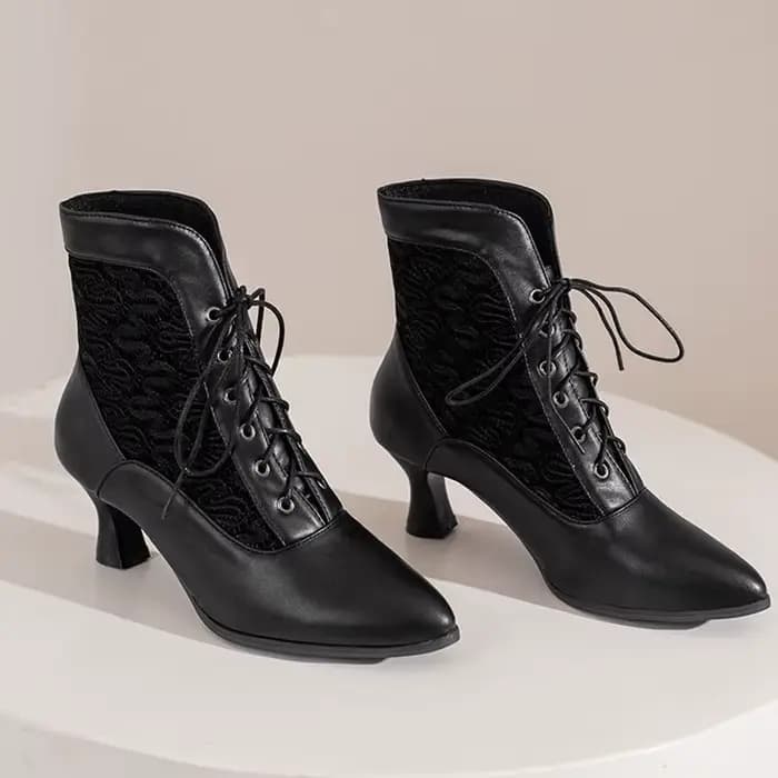 Bottes de rinçage à lacets pour femmes, talons moyens, dentelle personnalisée, chaussures Parker pointues, chaussons courts, noir, rouge, blanc, automne, hiver, WSH4927