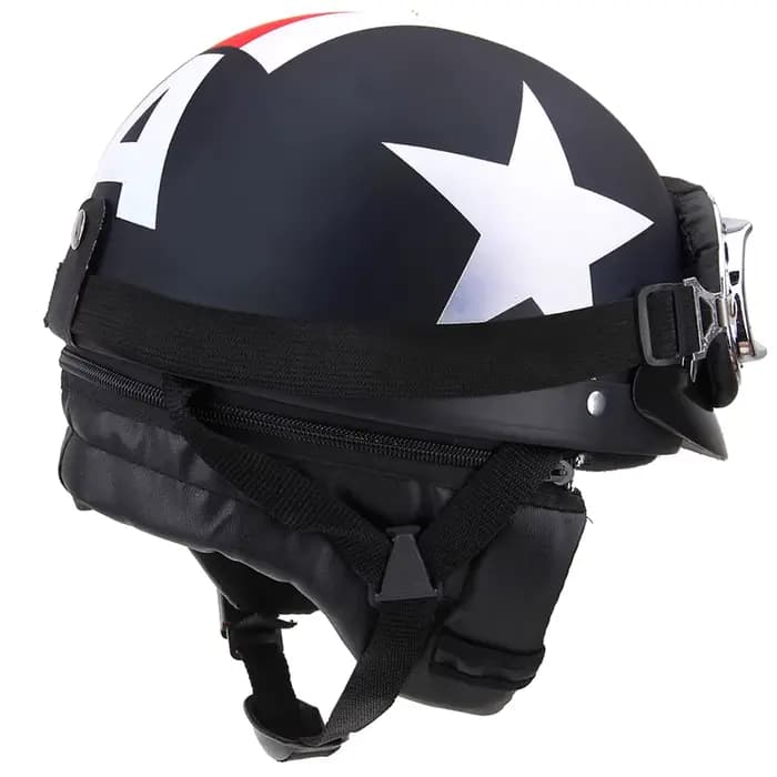Casque de moto demi-visage ouvert avec lunettes visière écharpe motard Scooter