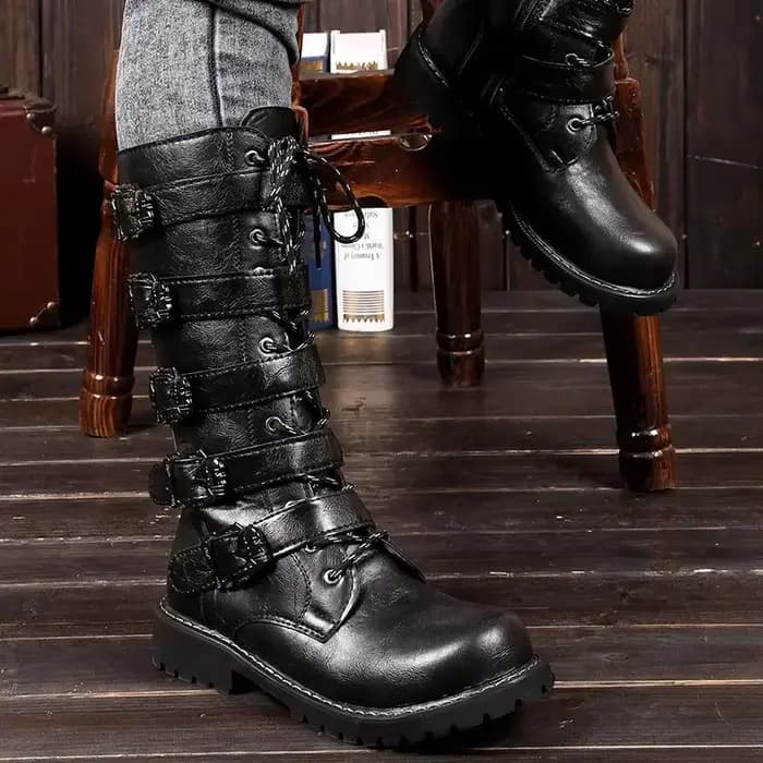 Bottes de moto en cuir pour hommes
