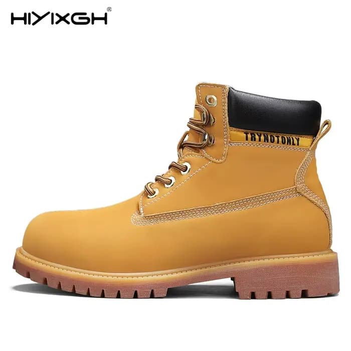 Bottines montantes en cuir véritable pour hommes et femmes, chaussures de sport de plein air de haute qualité, bottines antidérapantes à lacets