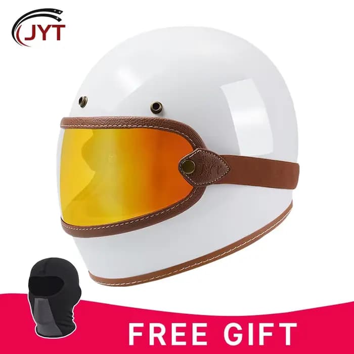 Casque de moto en fibre de verre intégral style vintage certifié DOT