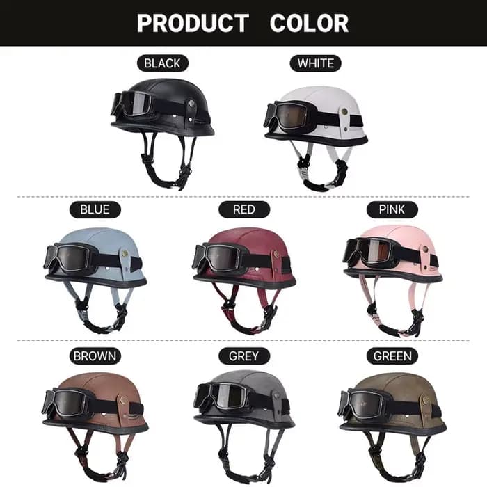 Casque en cuir demi-coque fait main pour hommes et femmes