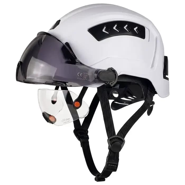 Casque de sécurité CE ANSI avec double visière coulissante et ventilation