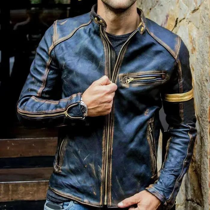 2025 automne moto veste en cuir hommes rue mode Bomber vestes décontracté col montant manteau