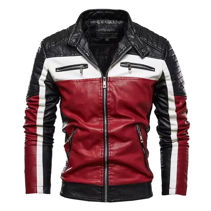 Veste de motard en cuir jaune pour homme