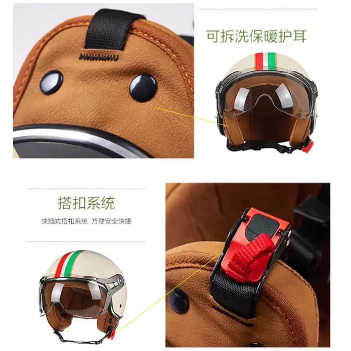 3/4 Casque De Moto visage ouvert ECE DOT approuvé hommes femmes rétro Chopper Vintage