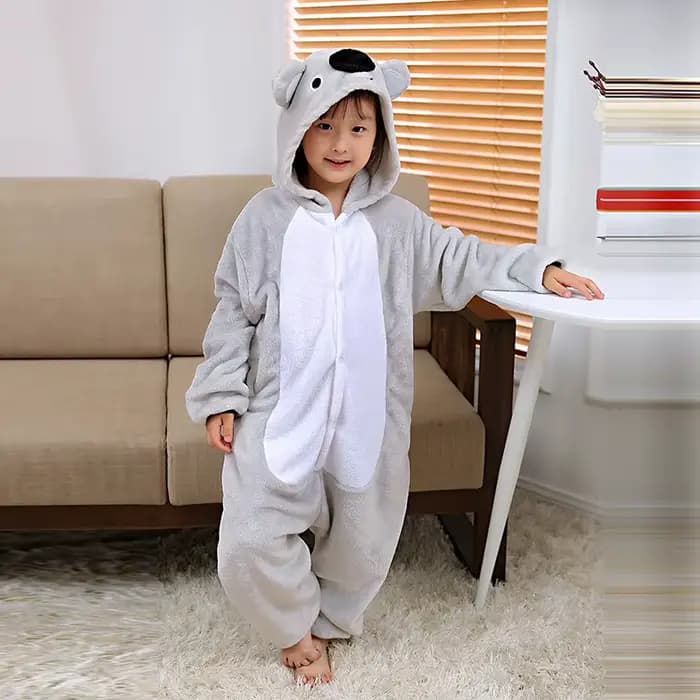 Combinaison en flanelle pour adultes, pyjama une pièce à capuche pour enfants, Kigurumi, Animal de dessin animé Koala, vêtements de détente, Costume de carnaval, vêtements de nuit