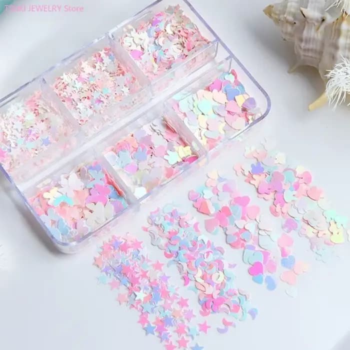 62KE – Paillettes étoiles pour ongles, accessoires pour ongles, Paillettes pour décoration des ongles, Patch manucure,