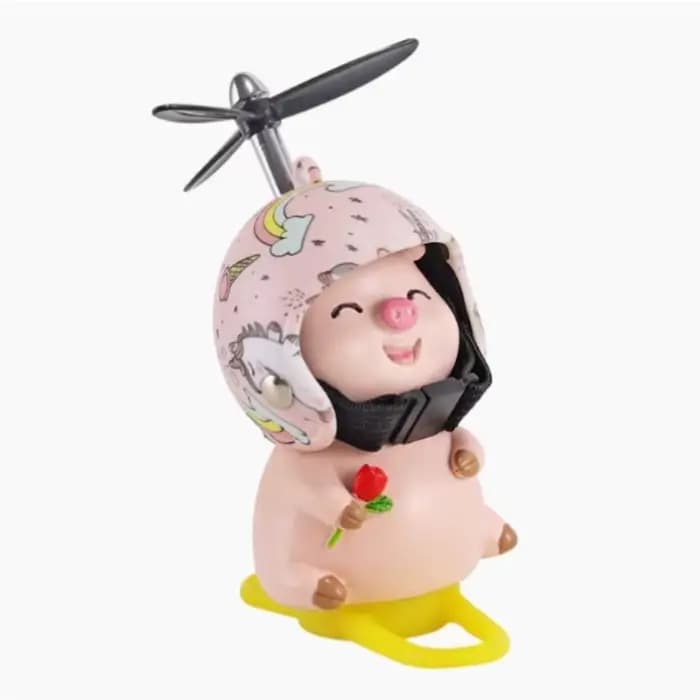 Cochon rose avec hélice de casque
