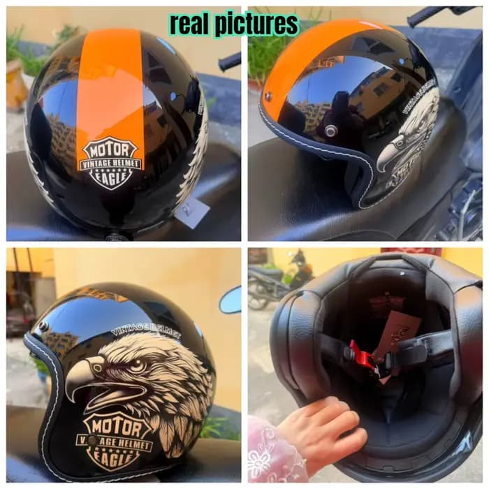Casque de moto de croisière rétro unisexe