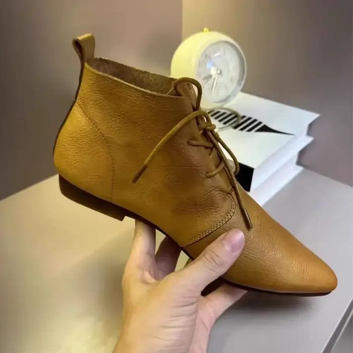 Bottines courtes plates à lacets pour femmes